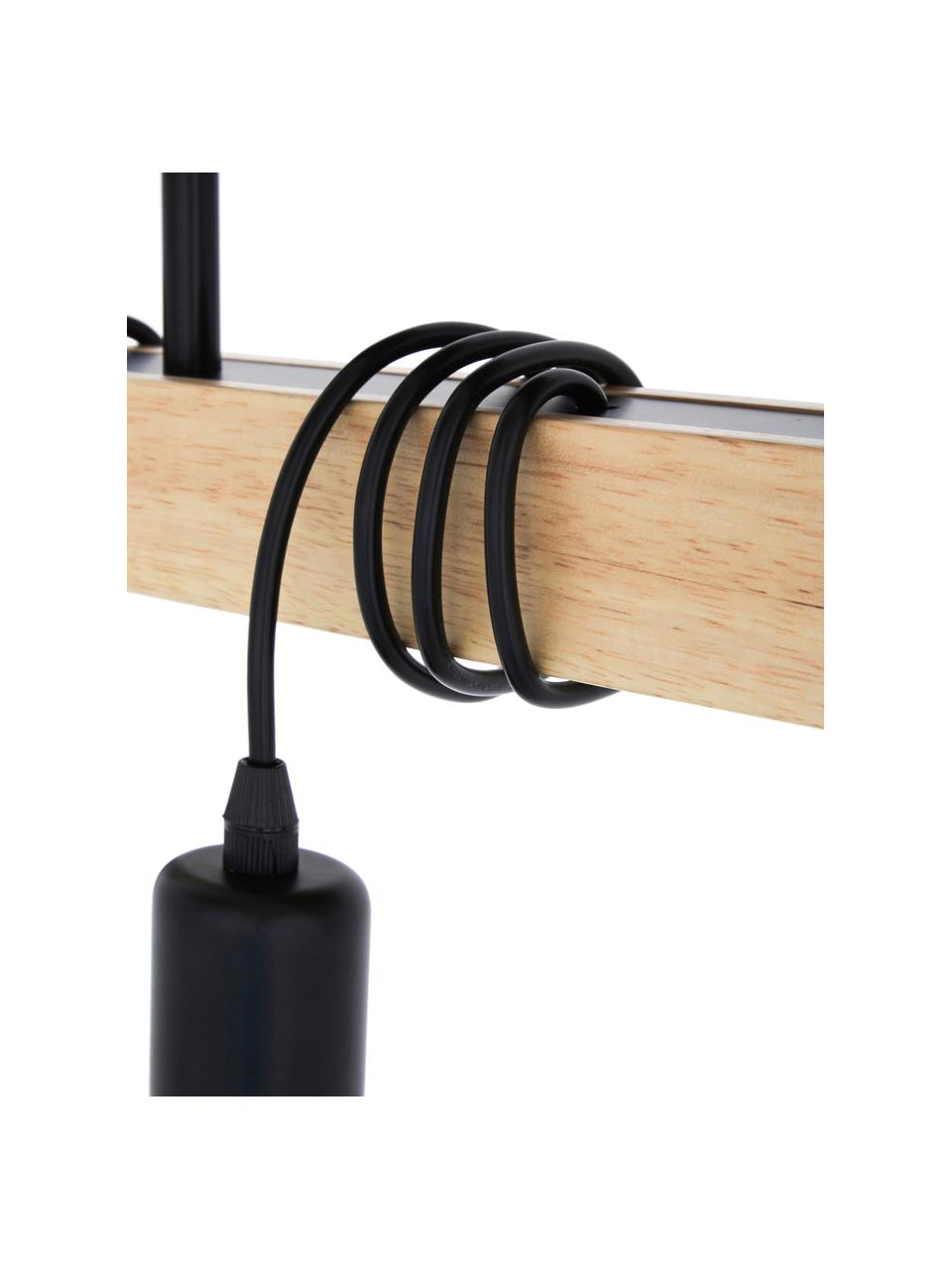 Plafondlamp Townshend van hout, Baldakijn: gelakt staal, Zwart, rubberhout, B 55 x H 27 cm