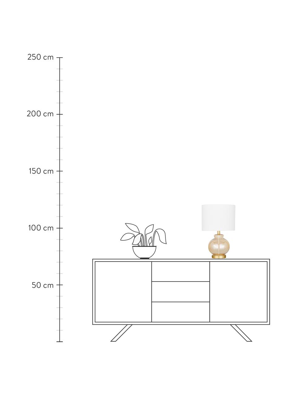Lampa stołowa ze szklaną podstawą Natty, Biały, odcienie bursztynowego, transparentny, Ø 31 x W 48 cm