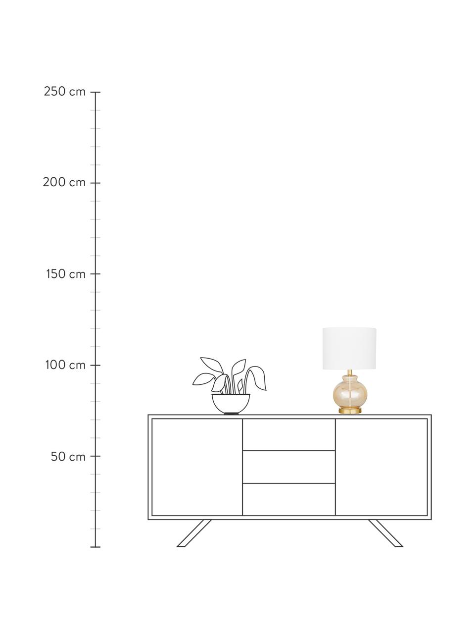Lámpara de mesa de vidrio Natty, Pantalla: tela, Cable: plástico, Blanco, ámbar, transparente, Ø 31 x Al 48 cm