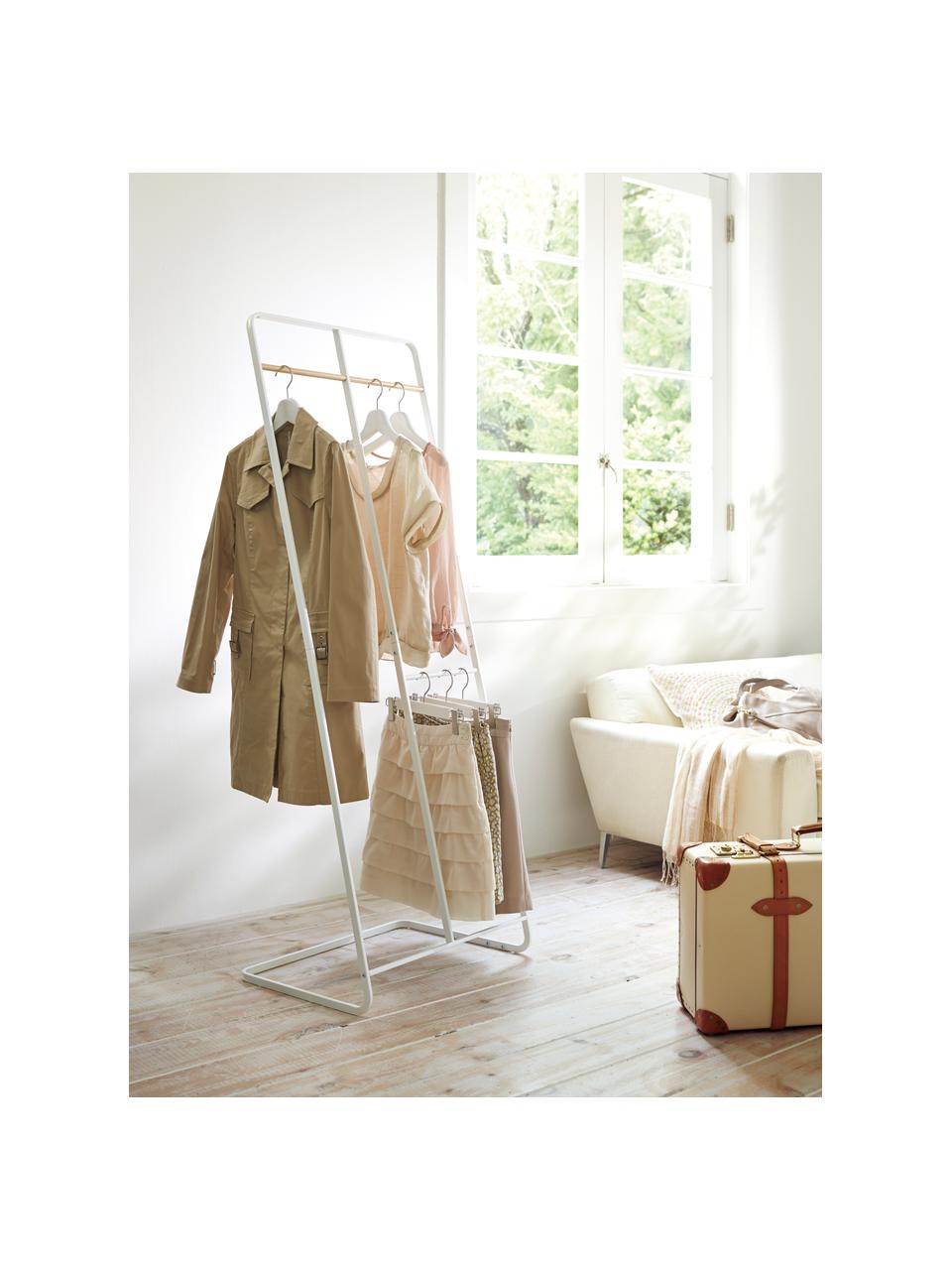 Metalen kledingrek Towi in wit, Frame: gepoedercoat metaal, Stang: hout, Wit, 61 x 163 cm