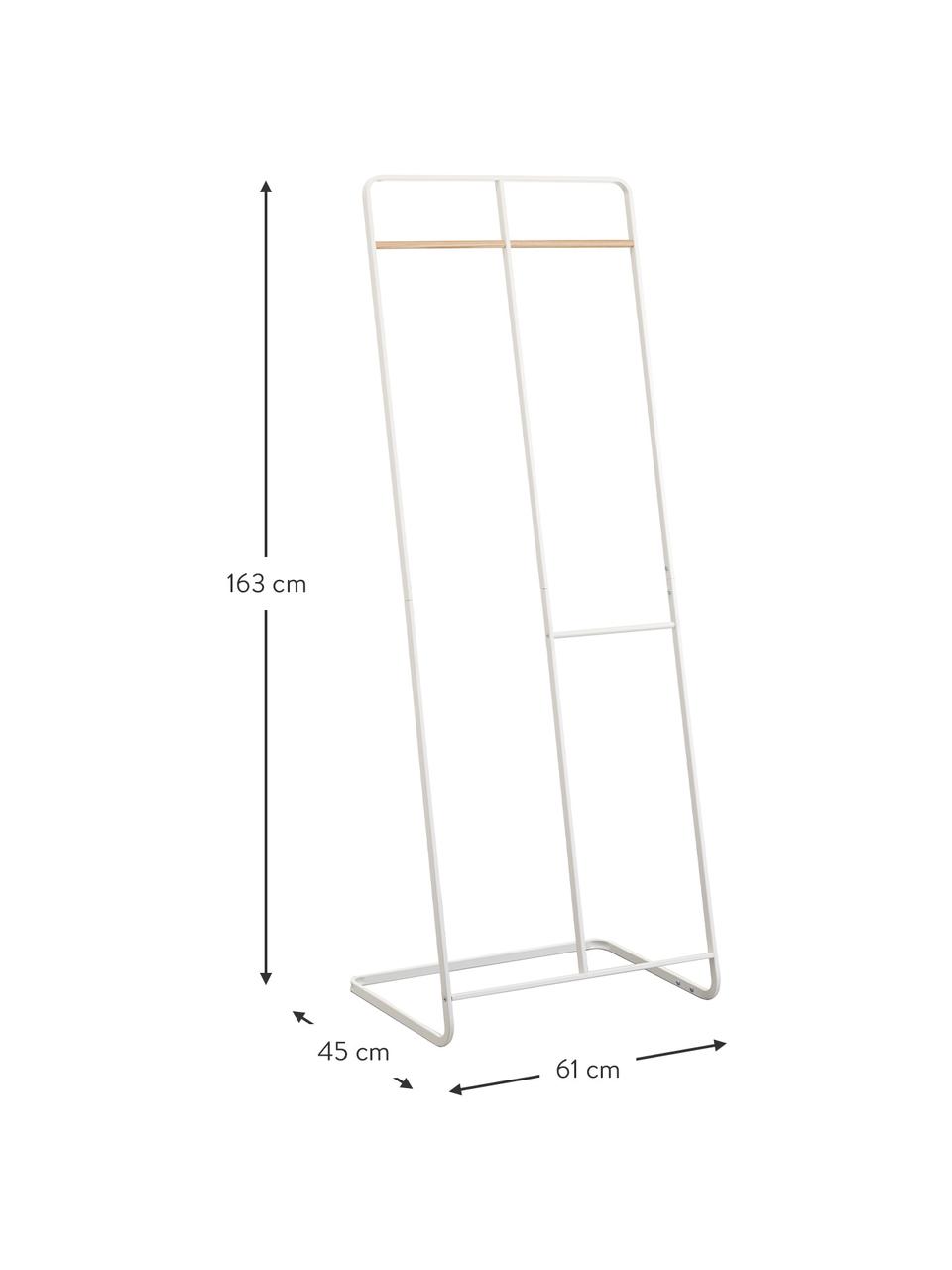 Metalen kledingrek Towi in wit, Frame: gepoedercoat metaal, Stang: hout, Wit, 61 x 163 cm