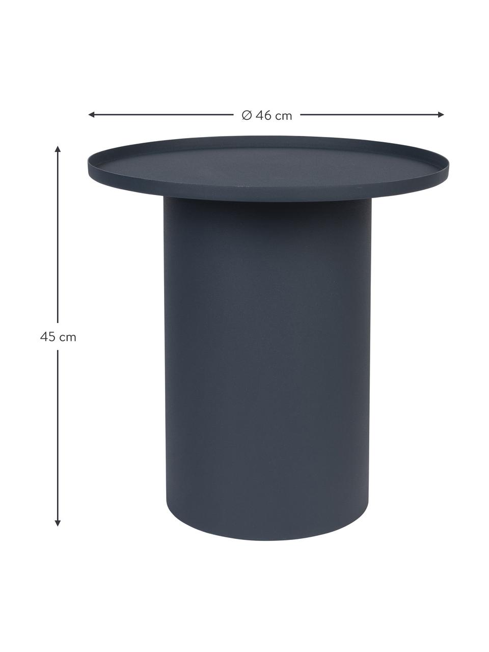 Mesa auxiliar redonda de metal Sverre, Metal con pintura en polvo, Azul oscuro, Ø 46 x Al 45 cm