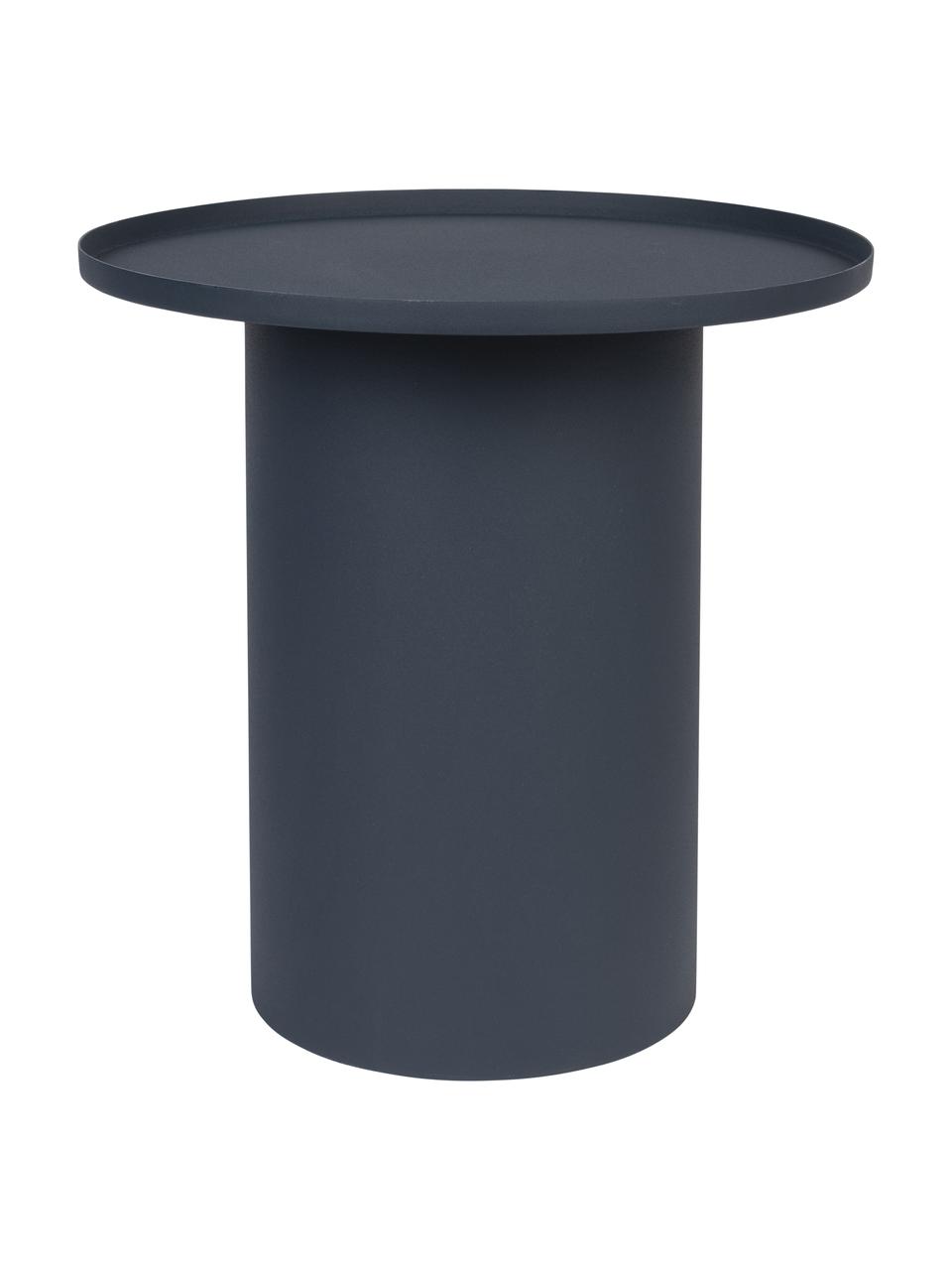 Tavolino rotondo in metallo Sverre, Metallo verniciato a polvere, Blu scuro, Ø 46 x Alt. 45 cm