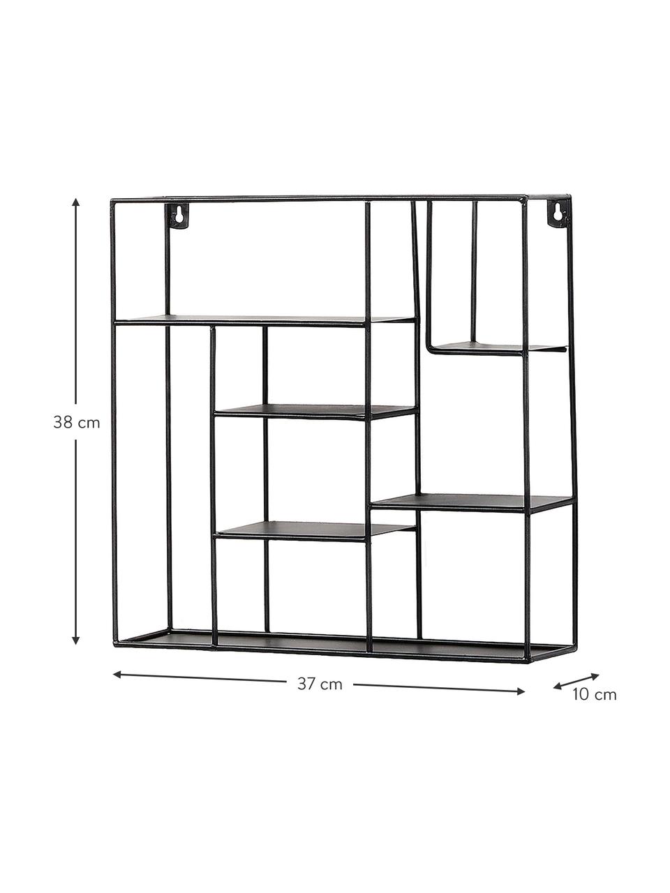 Mini metalen wandrek Nils in zwart, Gepoedercoat metaal, Zwart, 37 x 38 cm