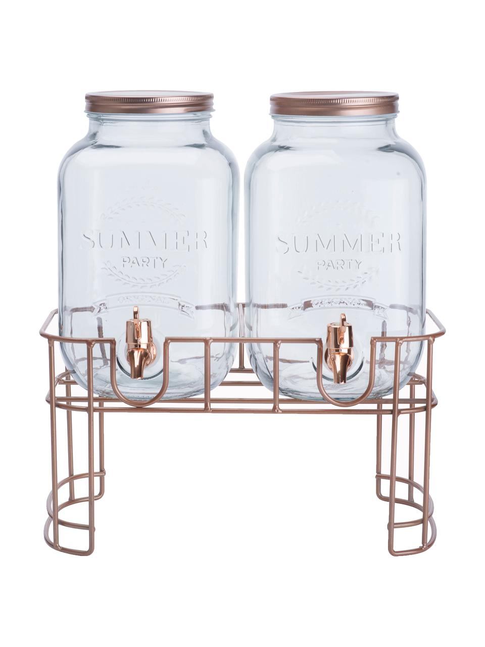 Set dispenser bevande con supporto Summer Party 3 pz, Struttura: metallo rivestito, Trasparente, ramato, Ciascuno 3.5 L