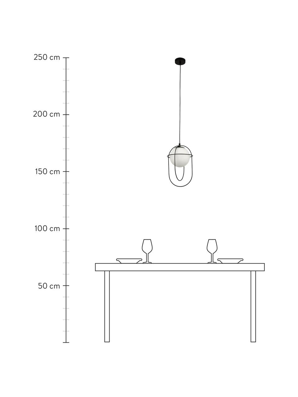 Kleine Pendelleuchte Axis mit Glasschirm, Lampenschirm: Glas, Baldachin: Metall, pulverbeschichtet, Schwarz, Ø 23 x H 37 cm