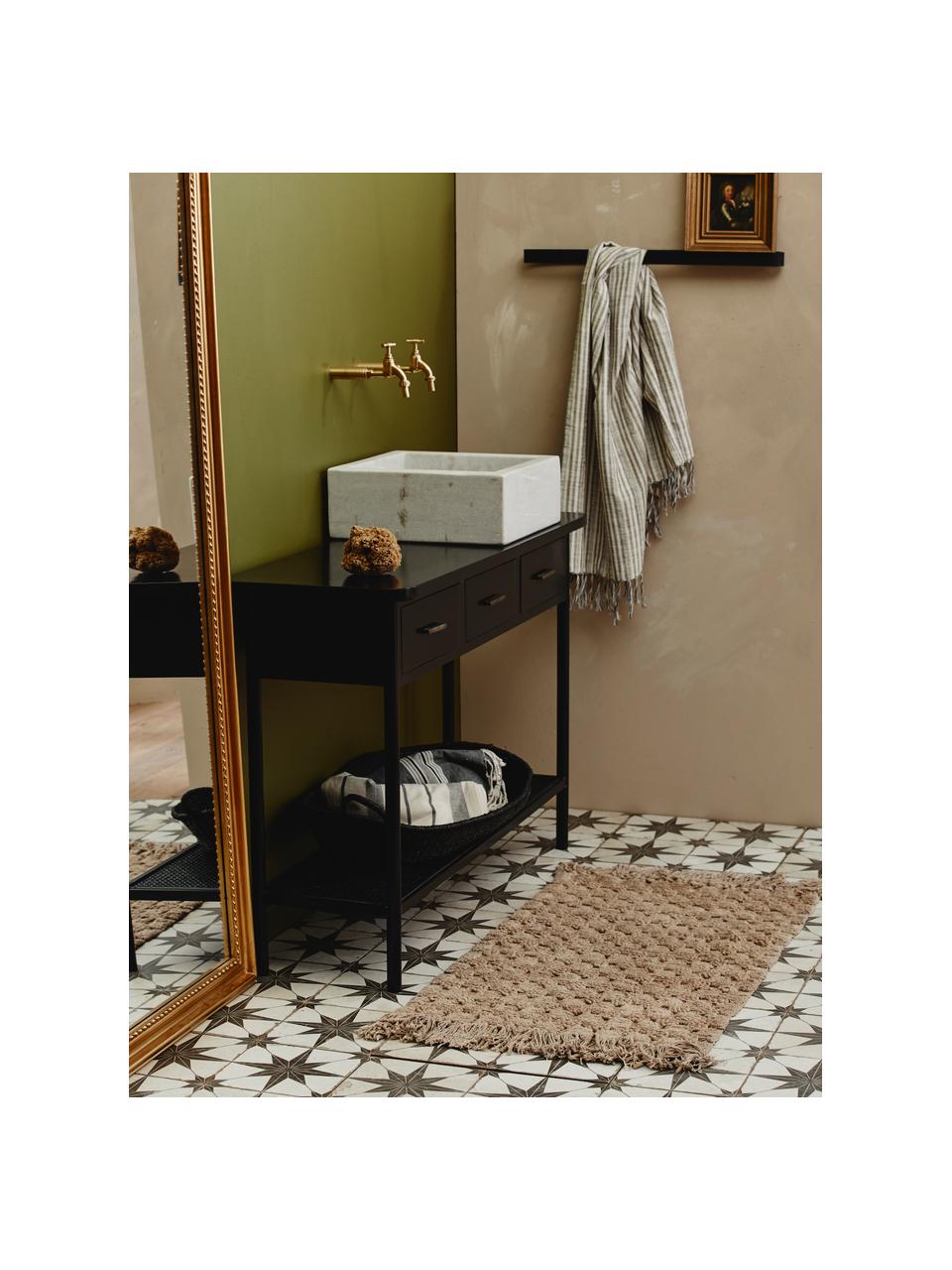 Alfombrilla de baño con flecos Luna, 100% algodón, Caramelo, An 60 x L 100 cm