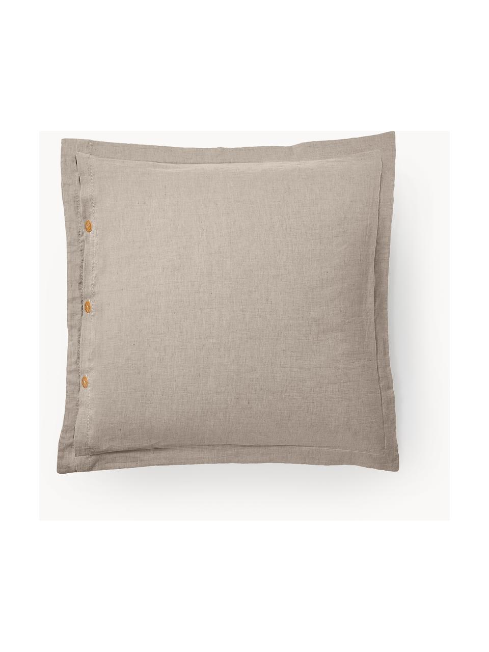 Baumwoll-Leinen-Kopfkissenbezug Amita mit Jacquard-Muster, Webart: Perkal Fadendichte 260 TC, Taupe, B 40 x L 80 cm