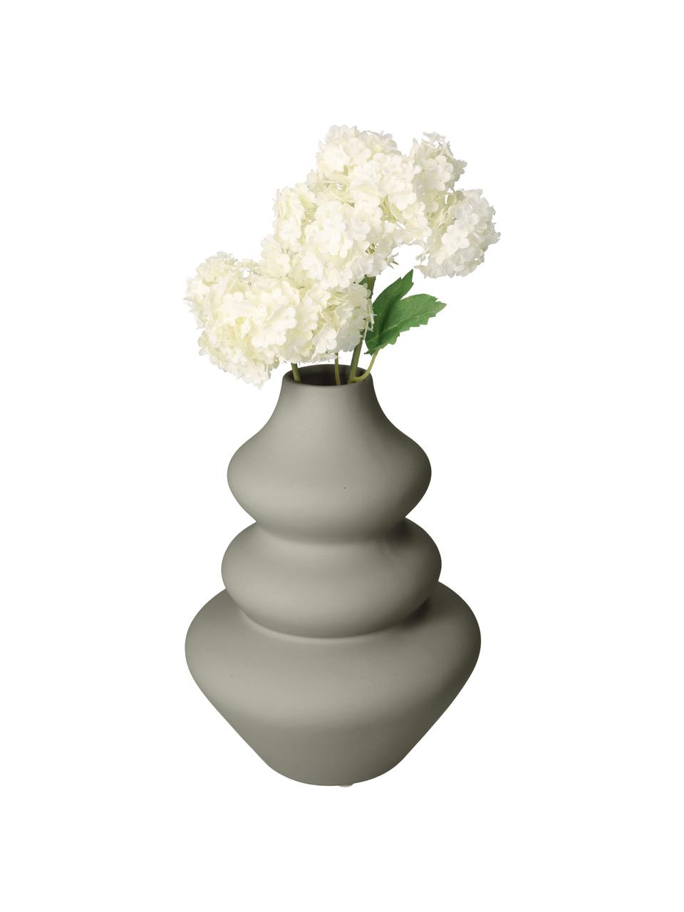 Vase design de forme organique Thena, Grès cérame, Gris, Ø 15 x haut. 20 cm