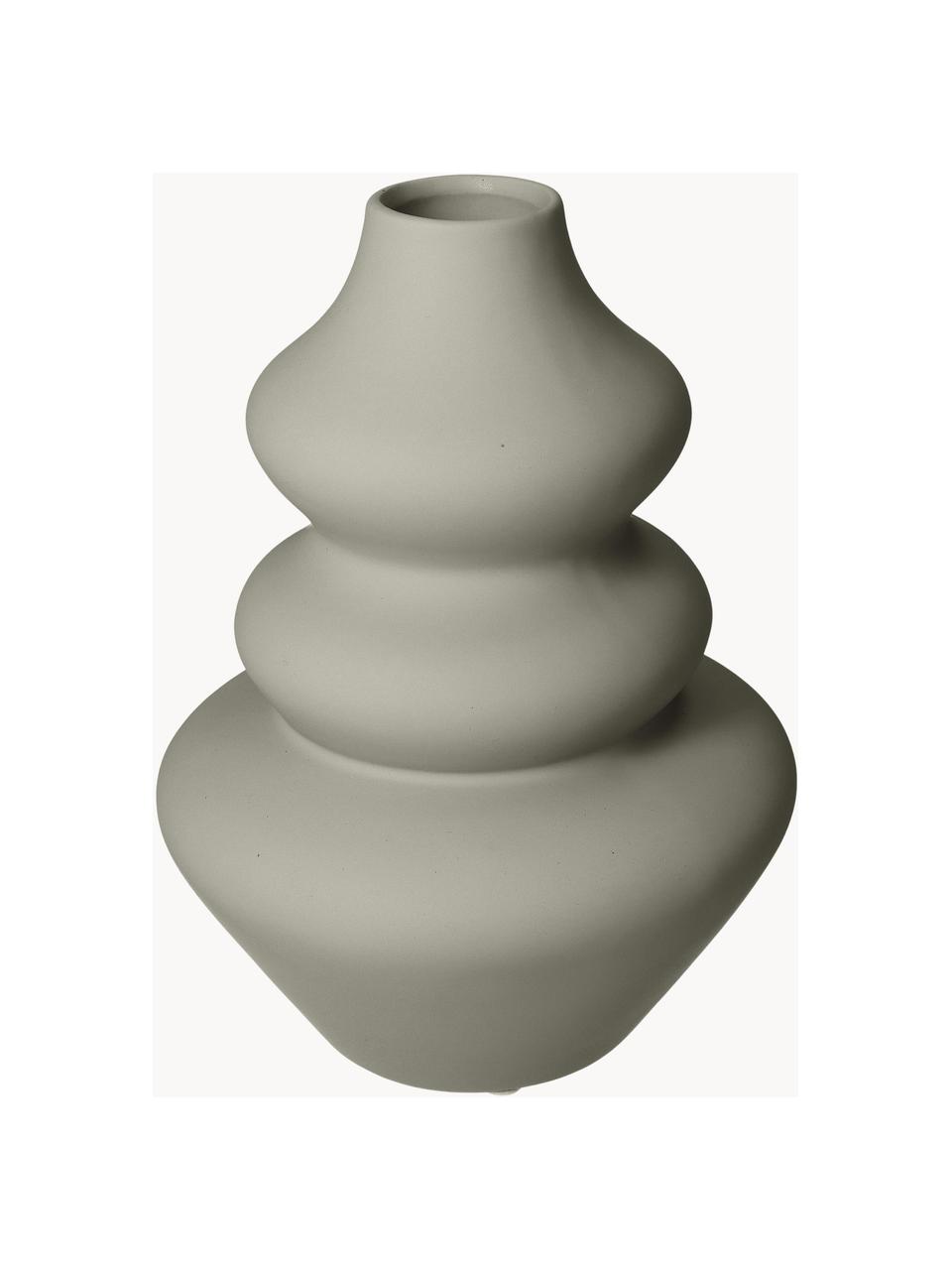 Design-Vase Thena in organischer Form, Steingut, Grau, Ø 15 x H 20 cm