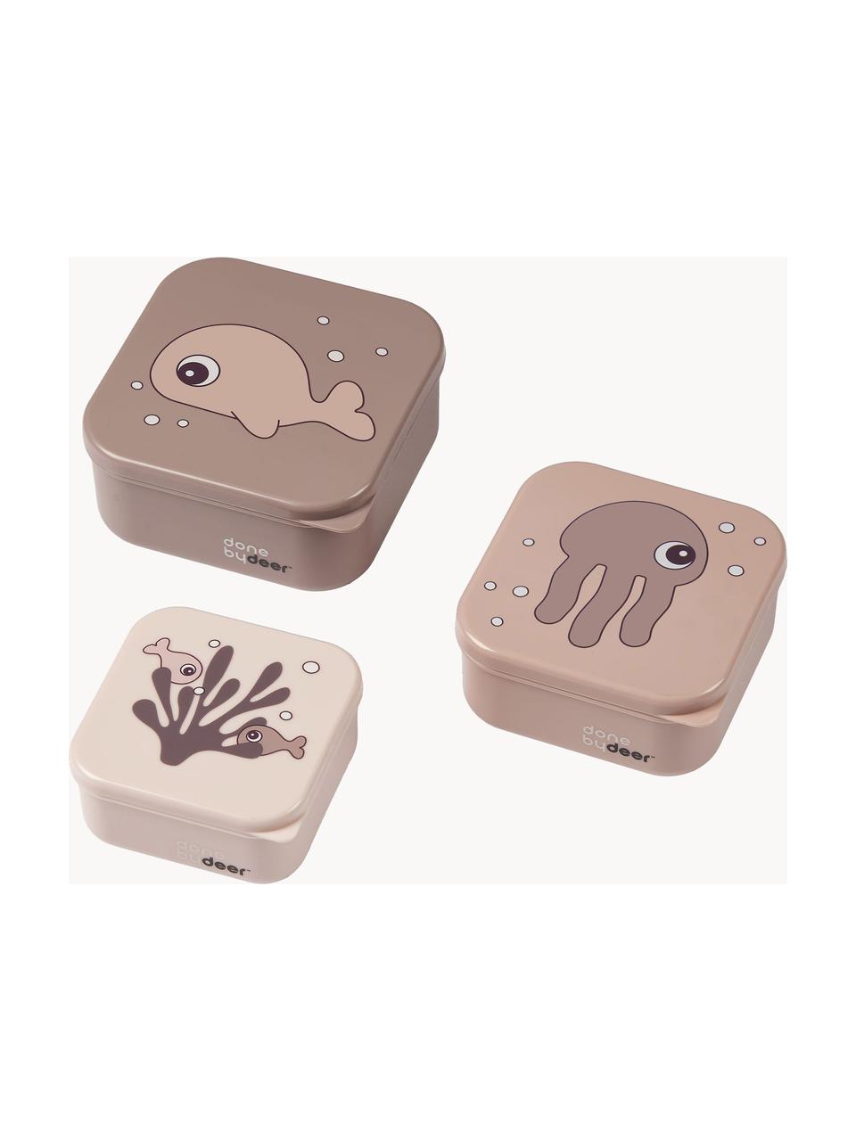 Kinder-Lunchboxen Sea Friends, 3er-Set, Kunststoff, Altrosa, Mauve, Set mit verschiedenen Grössen