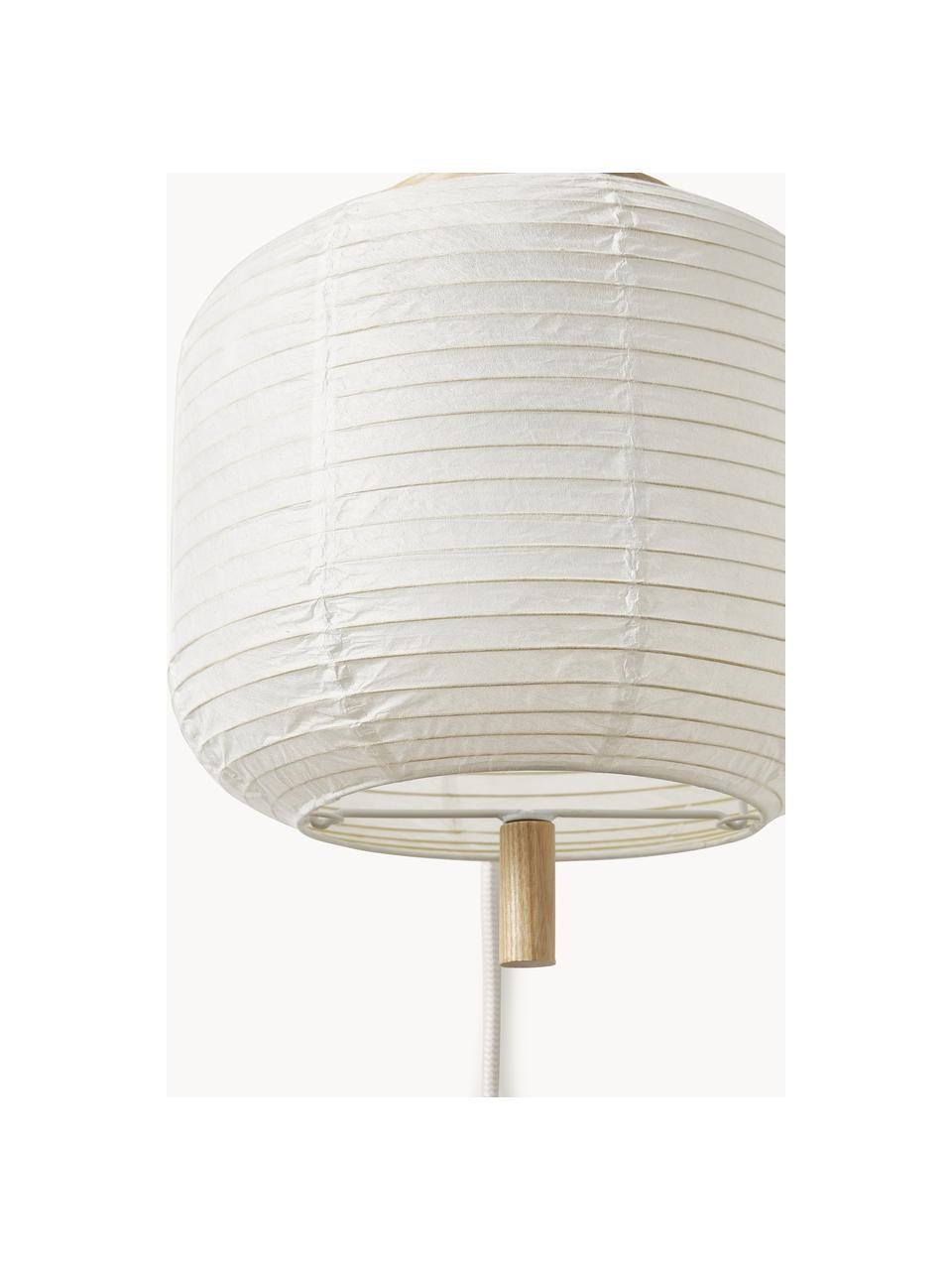Dizajnová nástenná lampa z ryžového papiera Misaki, Biela, svetlé drevo, Ø 30 x V 60 cm
