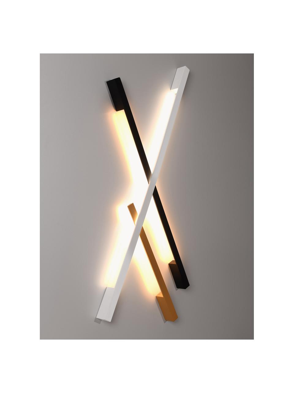 Grote LED wandlamp Riset, handgemaakt, Gecoat metaal, Goudkleurig, D 7 x H 120 cm