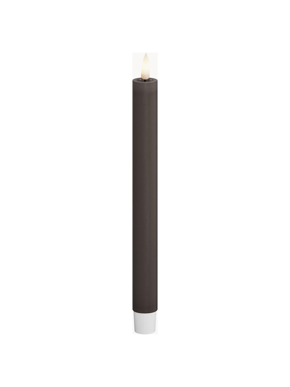 Handgefertigte LED-Stabkerzen Real Flame, H 24 cm, 2 Stück, Kunststoff, Wachs mit Harzoberfläche, Taupe, H 24 cm