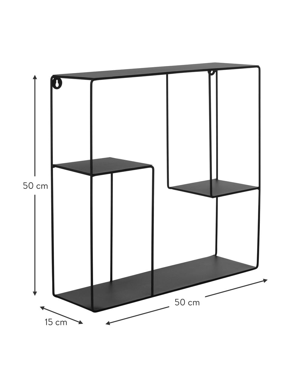 Metalen wandrek Cooper, Gepoedercoat metaal, Zwart, B 50 x H 50 cm