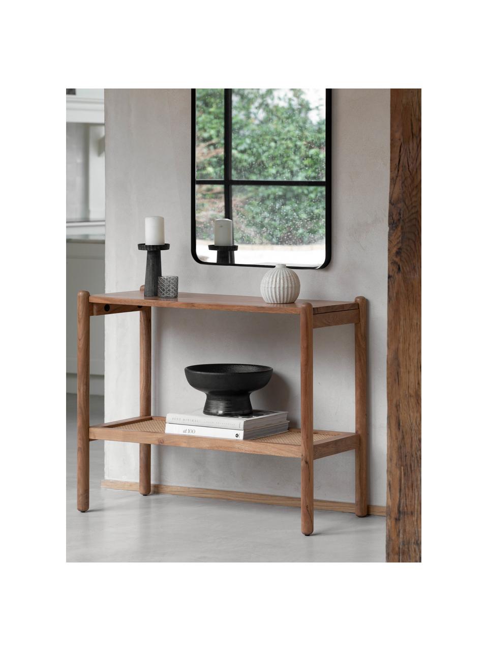 Konzolový stolek z akáciového dřeva Cannes, Akáciové dřevo, ratan, Akáciové dřevo, Š 100 cm, V 80 cm