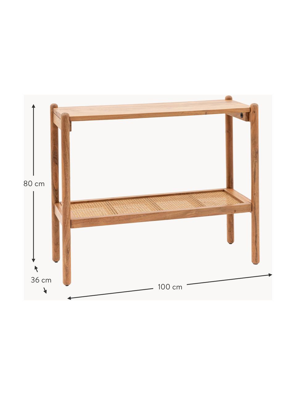 Konzolový stolek z akáciového dřeva Cannes, Akáciové dřevo, ratan, Akáciové dřevo, Š 100 cm, V 80 cm