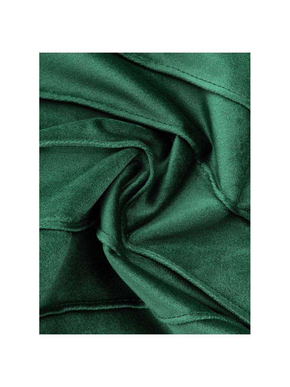 Copricuscino in velluto verde scuro con motivo strutturato Leyla, Velluto (100% poliestere), Verde scuro, Larg. 40 x Lung. 40 cm