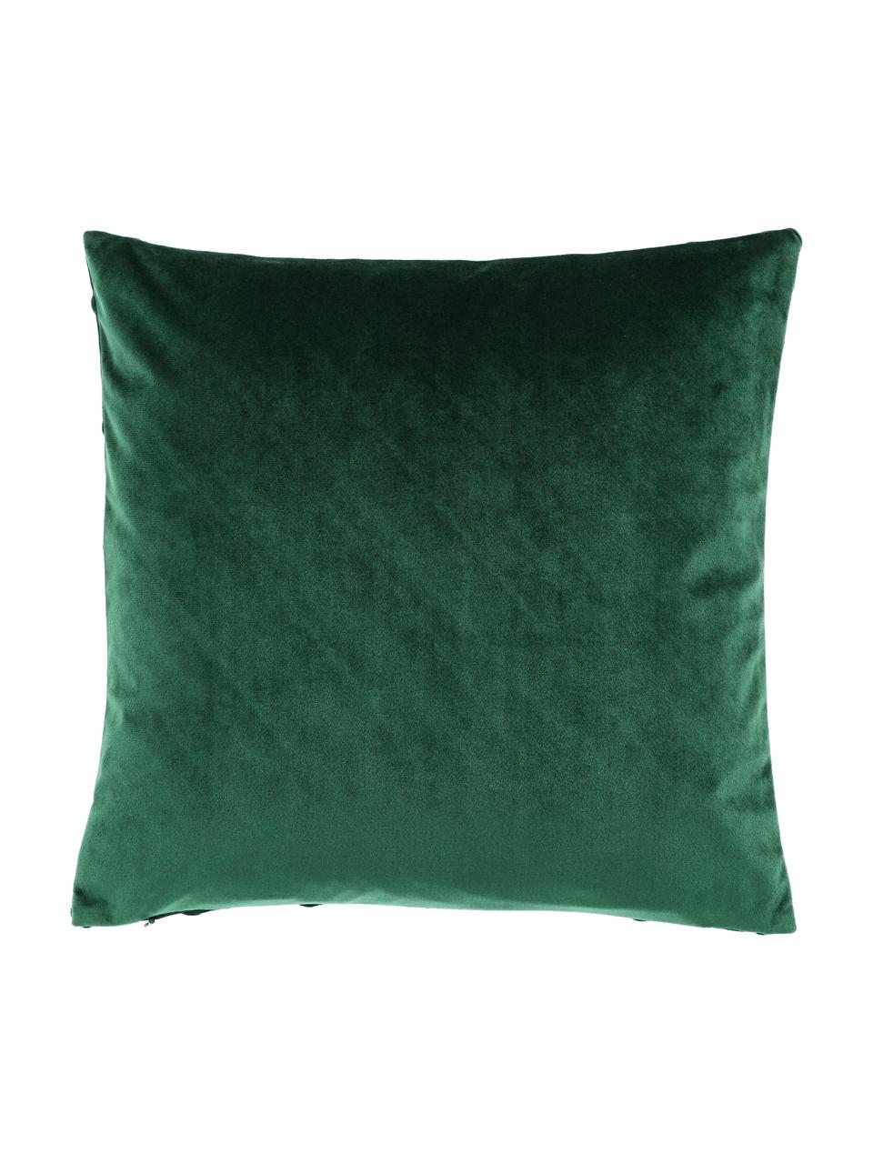 Federa arredo in velluto verde scuro con motivo strutturato Leyla, Velluto (100% poliestere), Verde, Larg. 40 x Lung. 40 cm