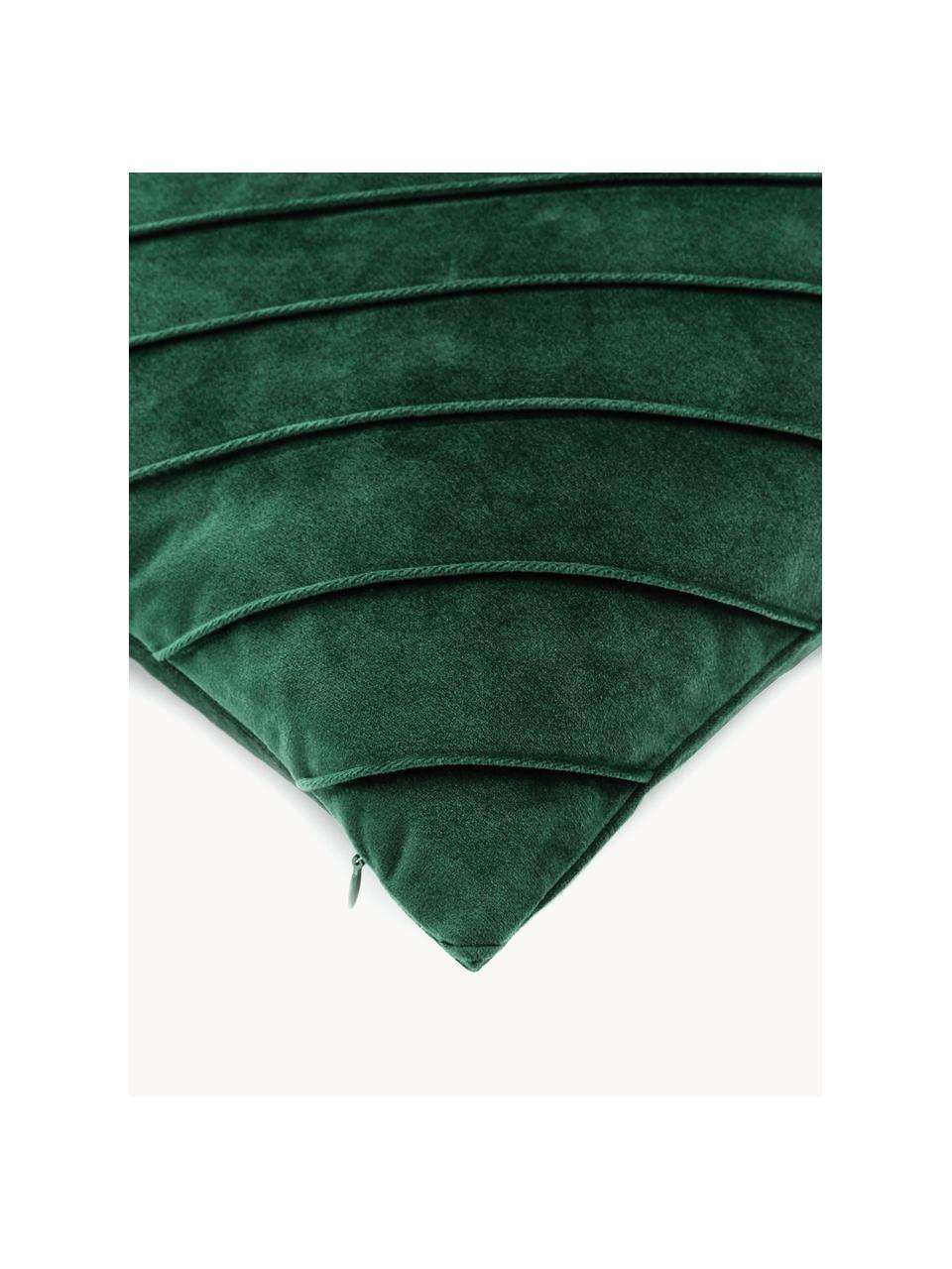 Copricuscino in velluto con motivo strutturato Leyla, Velluto (100 % poliestere), Verde scuro, Larg. 40 x Lung. 40 cm