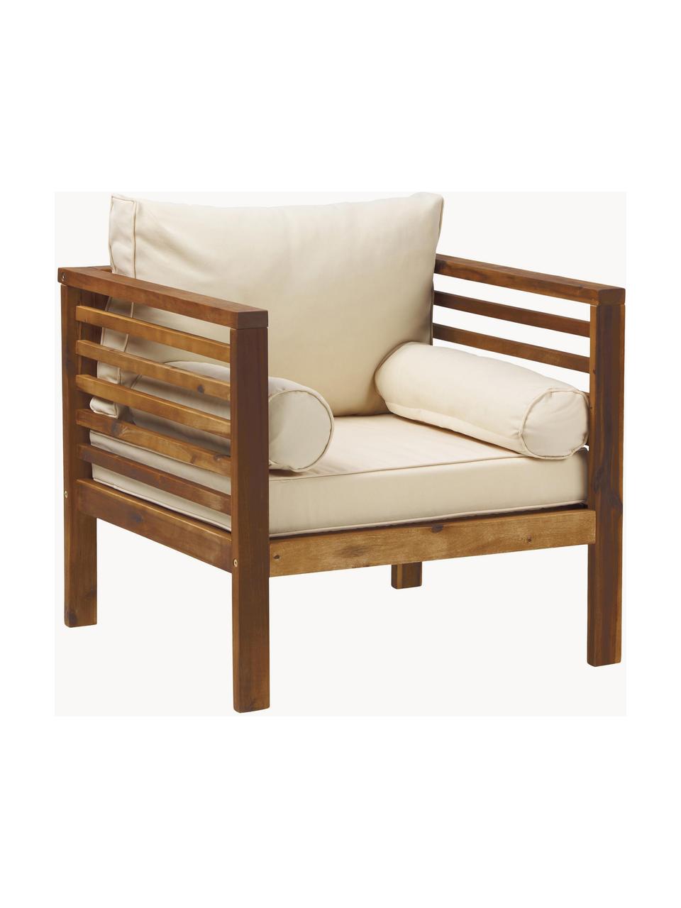 Fauteuil futon de jardin Bo, Beige, bois foncé, larg. 72 x haut. 64 cm