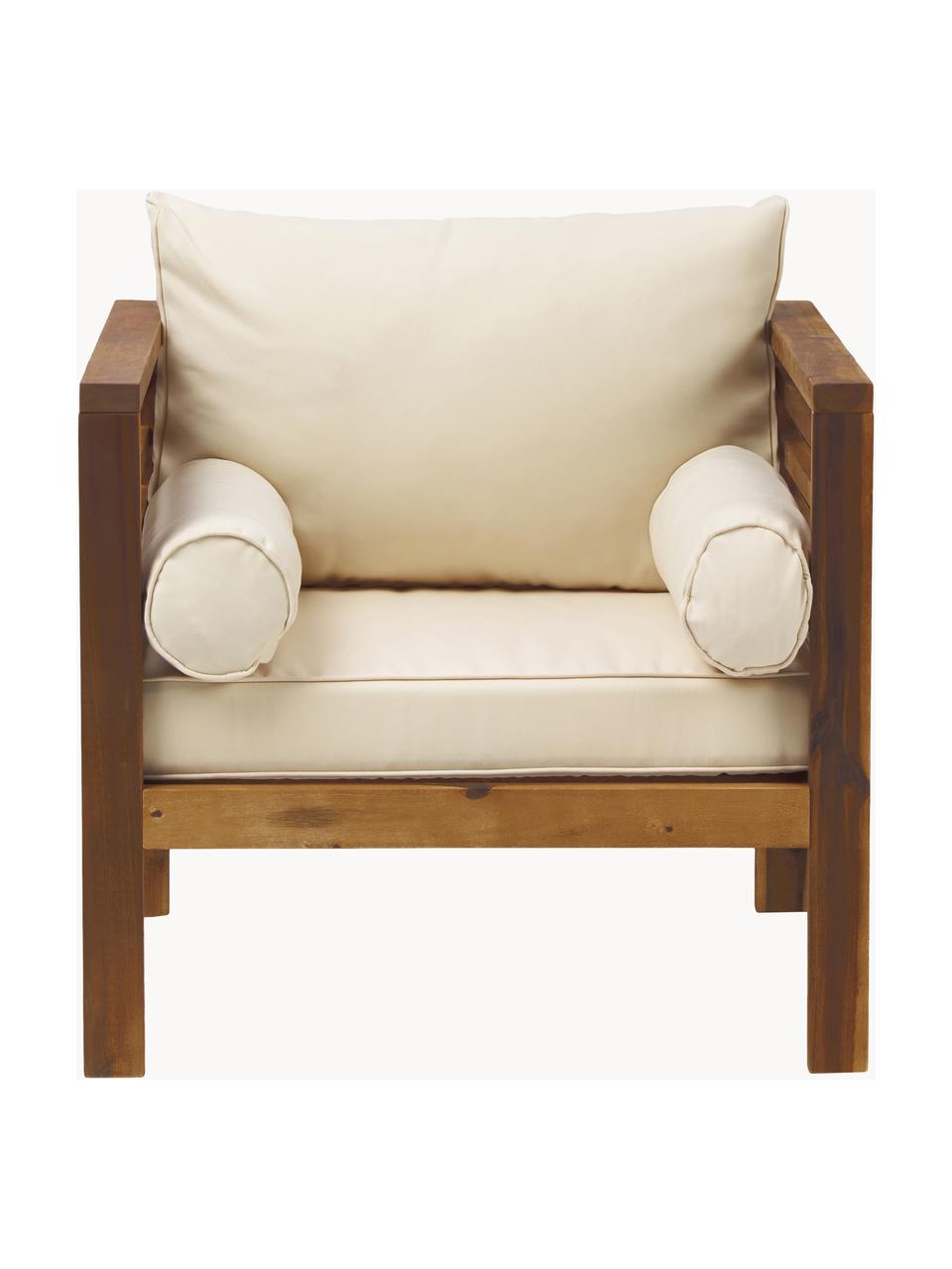 Fauteuil futon de jardin Bo, Beige, bois foncé, larg. 72 x haut. 64 cm