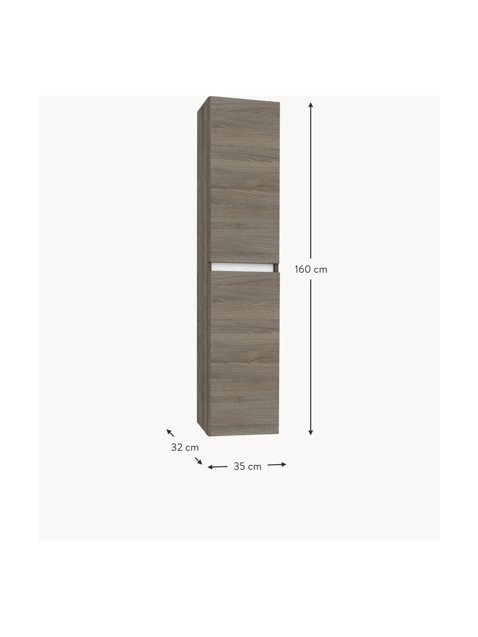 Mueble de baño alto Perth, 35 cm, Estantes: vidrio, Acabado de madera de fresno, An 35 x Al 160 cm