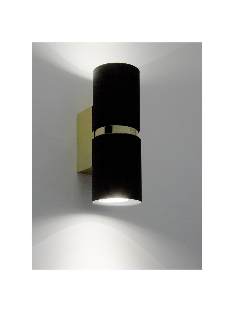 Wandlamp Passa, Gelakt staal, Zwart, goudkleurig, 6 x 17 cm