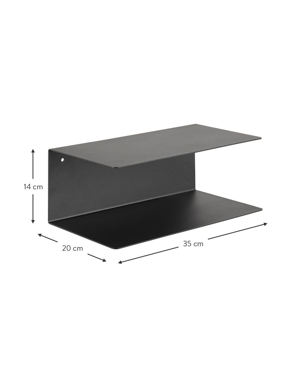 Wand-Nachttisch aus Metall Neptun, 2 Stück, Metall, pulverbeschichtet, Schwarz, B 35 x H 14 cm