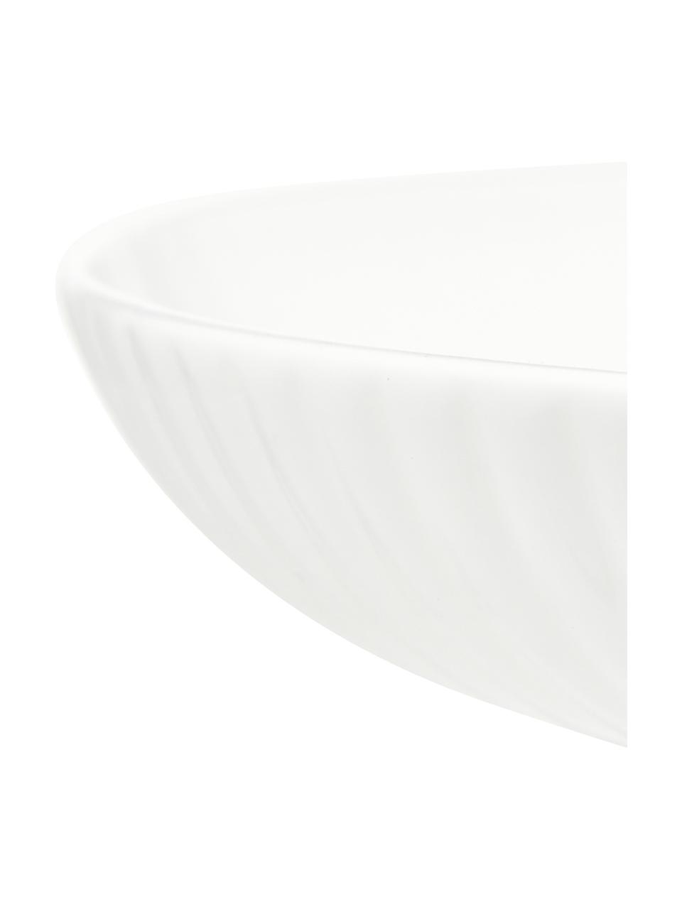 Hlboký tanier z porcelánu s drážkovým reliéfom Nala, 2 ks, Biela