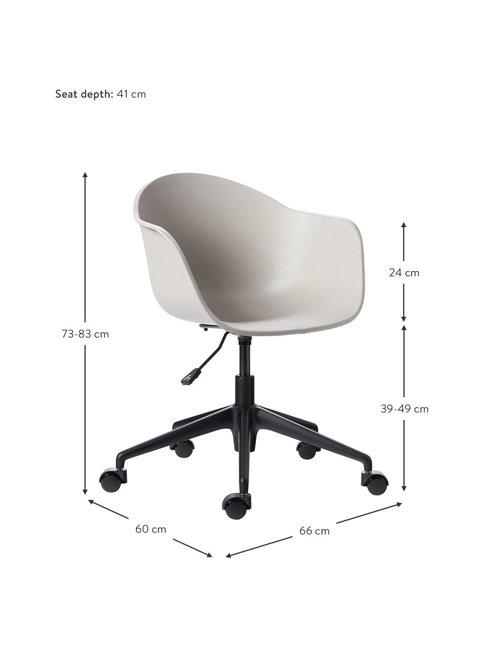 Krzesło biurowe Claire, Stelaż: metal malowany proszkowo, Beżowy, S 66 x G 60 cm
