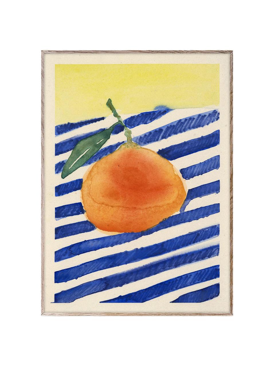 Poster Orange, 210 g mattes Hahnemühle-Papier, Digitaldruck mit 10 UV-beständigen Farben, Orange, Dunkelblau, Hellgelb, B 30 x H 40 cm