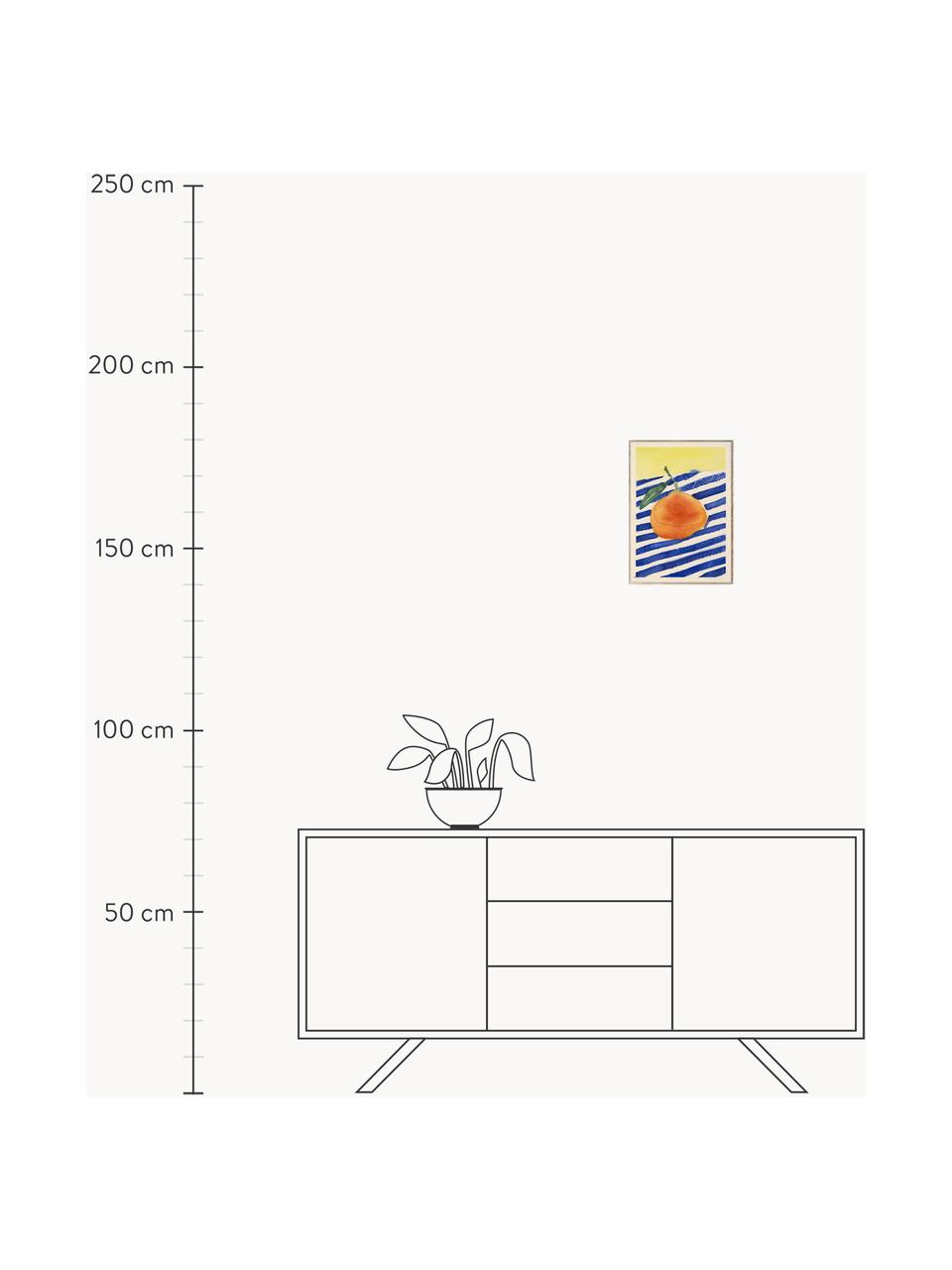 Poster Orange, 210 g de papier mat de la marque Hahnemühle, impression numérique avec 10 couleurs résistantes aux UV, Orange, bleu foncé, jaune pâle, larg. 30 x haut. 40 cm