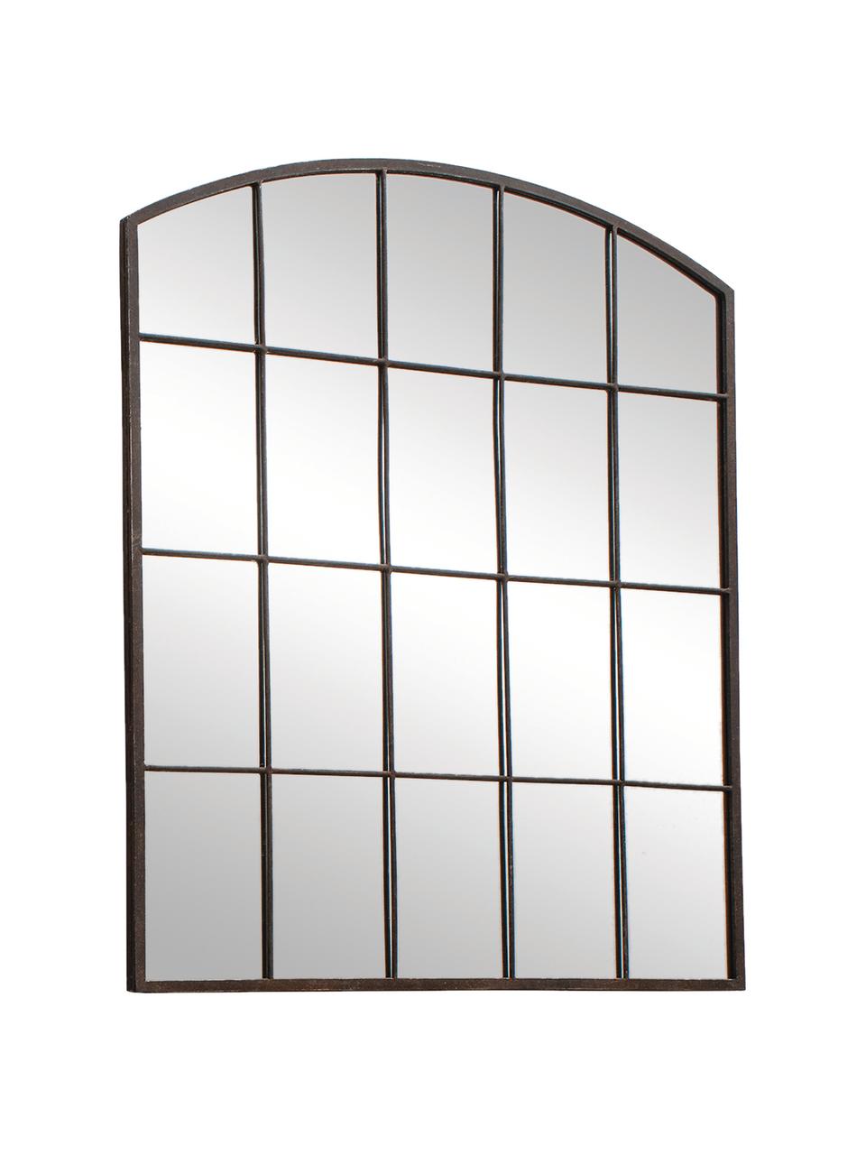 Wandspiegel Rockford met bruin metalen lijst, Frame: gecoat metaal, Donkerbruin, B 76 x H 91 cm