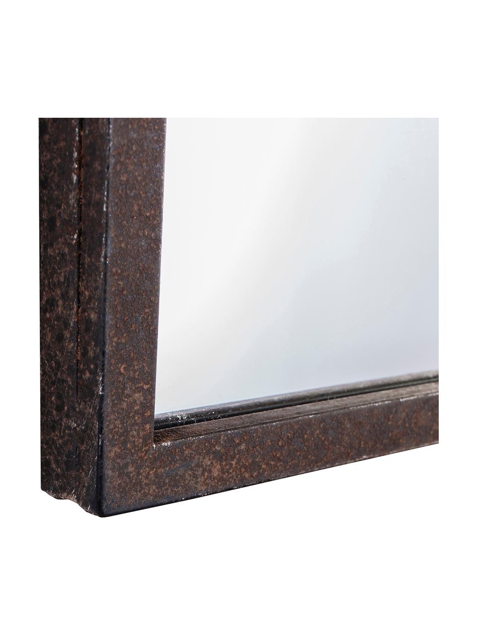 Wandspiegel Rockford met bruin metalen lijst, Frame: gecoat metaal, Donkerbruin, B 76 x H 91 cm