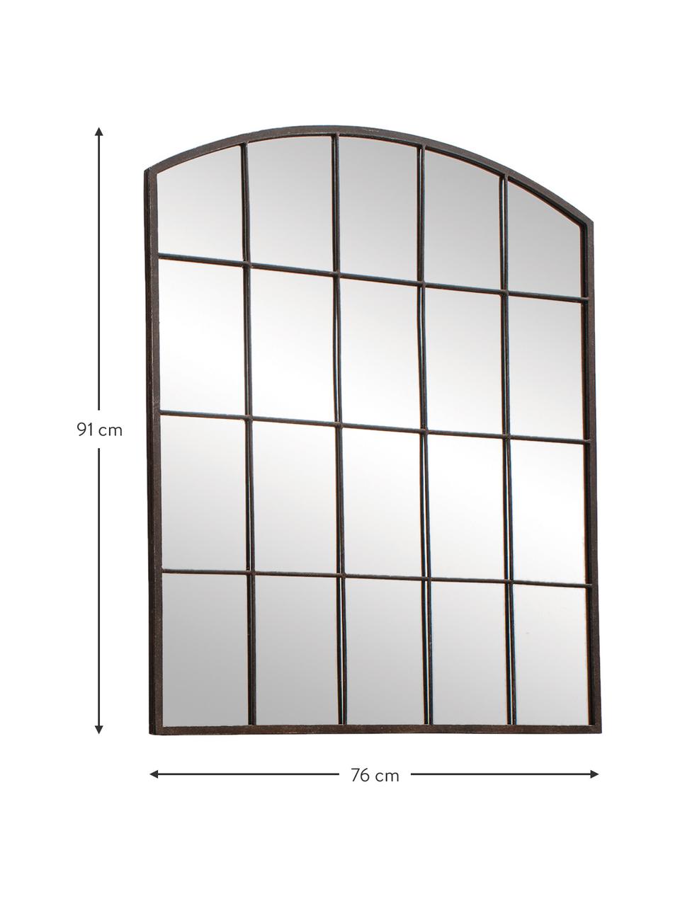 Specchio da parete con cornice in metallo marrone Rockford, Cornice: metallo verniciato, Superficie dello specchio: lastra di vetro, Marrone scuro, Larg. 76 x Alt. 91 cm