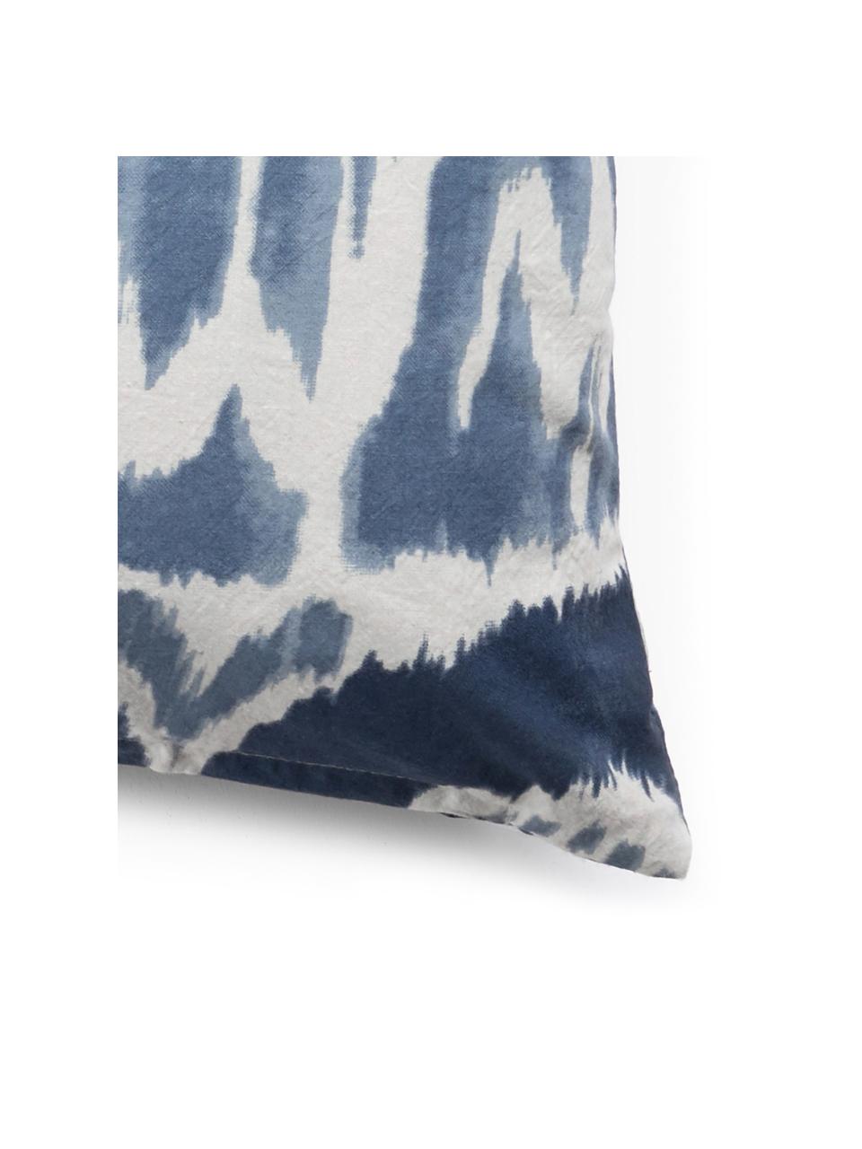 Kussenhoes Vinilo met batik print, 100% katoen, Blauw, wit, 45 x 45 cm