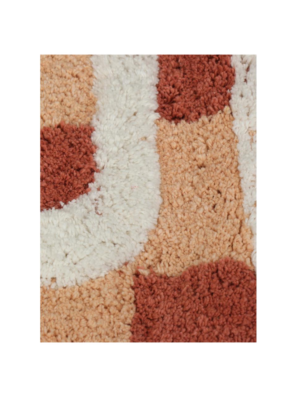 Dywanik łazienkowy z bawełny Nice Bum, 100% bawełna, Rdzawoczerwony, peach, biały, S 50 x D 80 cm