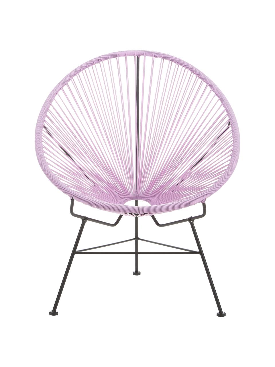 Loungesessel Bahia aus Kunststoff-Geflecht in Lavendel, Sitzfläche: Kunststoff, Gestell: Metall, pulverbeschichtet, Lila, B 81 x T 73 cm