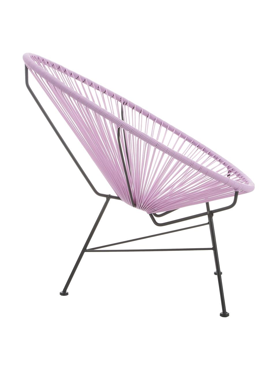 Loungesessel Bahia aus Kunststoff-Geflecht, Sitzfläche: Kunststoff, Gestell: Metall, pulverbeschichtet, Lavendel, B 81 x T 73 cm