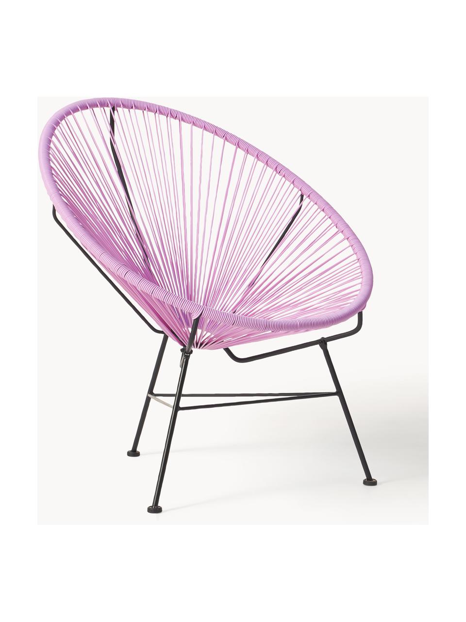 Poltroncina in materiale sintetico intrecciato Bahia, Seduta: plastica, Struttura: metallo verniciato a polv, Lavanda, Larg. 81 x Prof. 73 cm