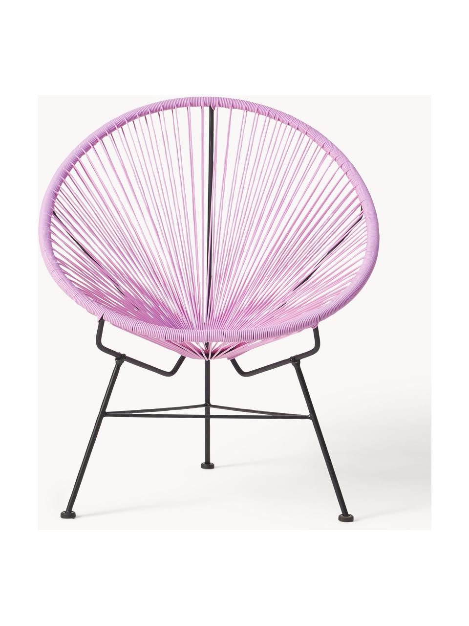 Poltroncina in materiale sintetico intrecciato Bahia, Seduta: plastica, Struttura: metallo verniciato a polv, Lavanda, Larg. 81 x Prof. 73 cm