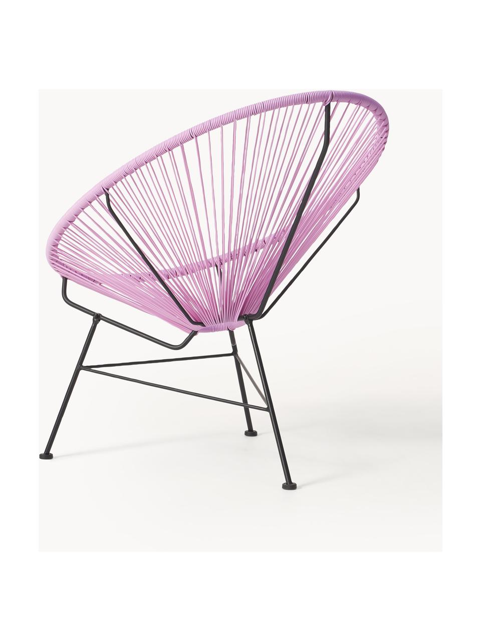 Poltroncina in materiale sintetico intrecciato Bahia, Seduta: plastica, Struttura: metallo verniciato a polv, Lavanda, Larg. 81 x Prof. 73 cm