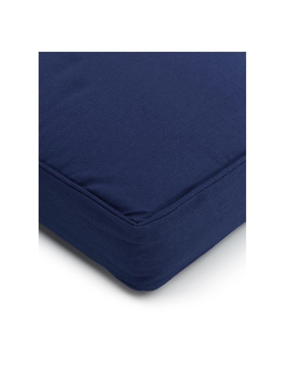 Wysoka poduszka siedziska na krzesło z bawełny Zoey, Ciemny niebieski, S 40 x D 40 cm