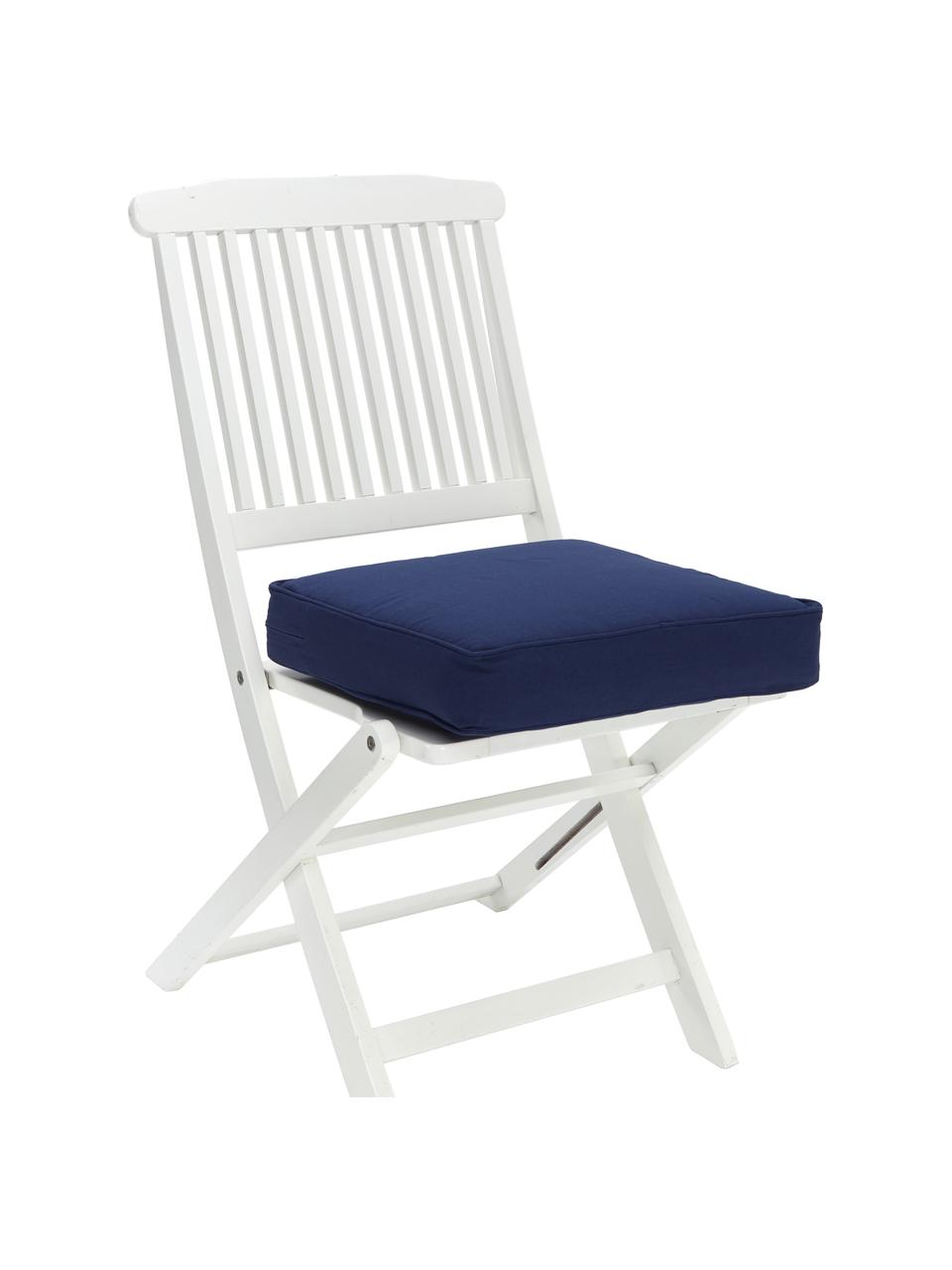 Cuscino sedia alto in cotone blu scuro Zoey, Rivestimento: 100% cotone, Blu scuro, Larg. 40 x Lung. 40 cm