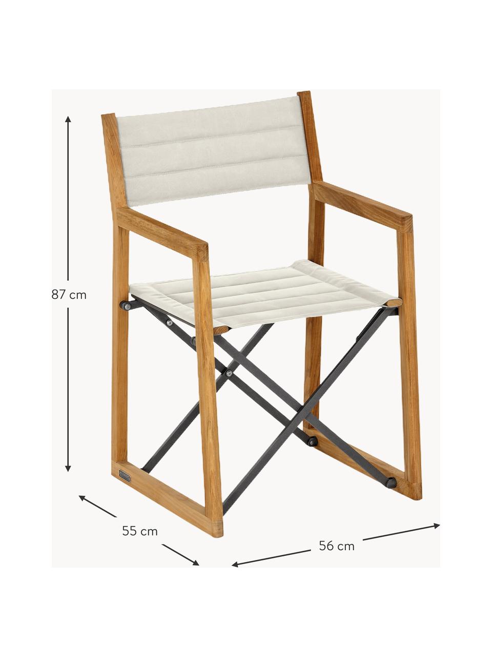 Ručně vyrobená zahradní židle z teakového dřeva Loft, Krémově bílá, teakové dřevo, Š 56 cm, H 55 cm