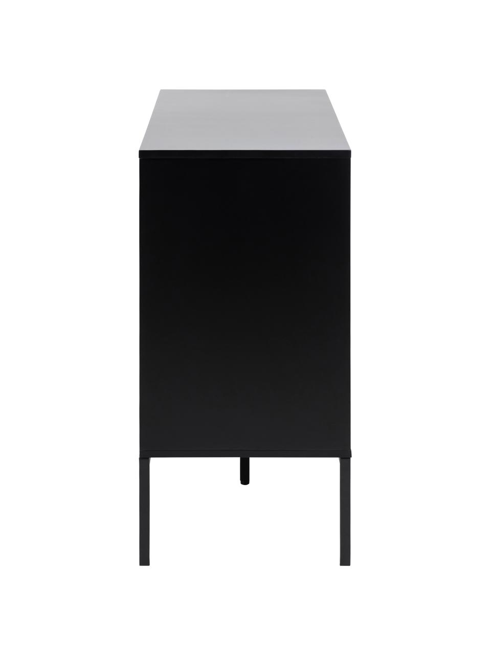 Aparador Seaford, Estructura: tablero de fibras de dens, Patas: metal con pintura en polv, Look madera, negro, An 120 x Al 82 cm