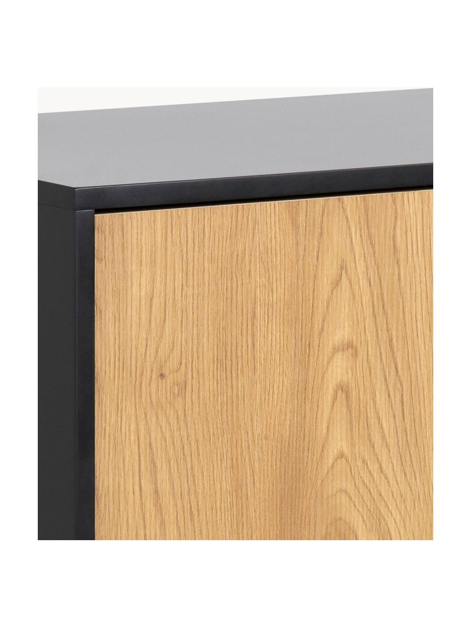 Sideboard Seaford, Korpus: Mitteldichte Holzfaserpla, Front: Mitteldichte Holzfaserpla, Füße: Metall, pulverbeschichtet, Beige in Holzoptik, Schwarz, B 120 x H 82 cm