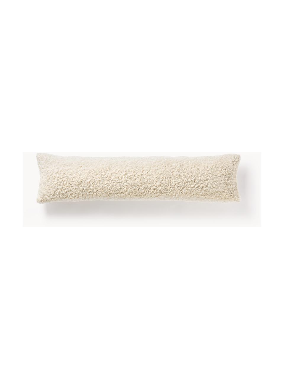 Coussin décoratif long en tissu peluche Dotty, Blanc crème, larg. 30 x long. 115 cm