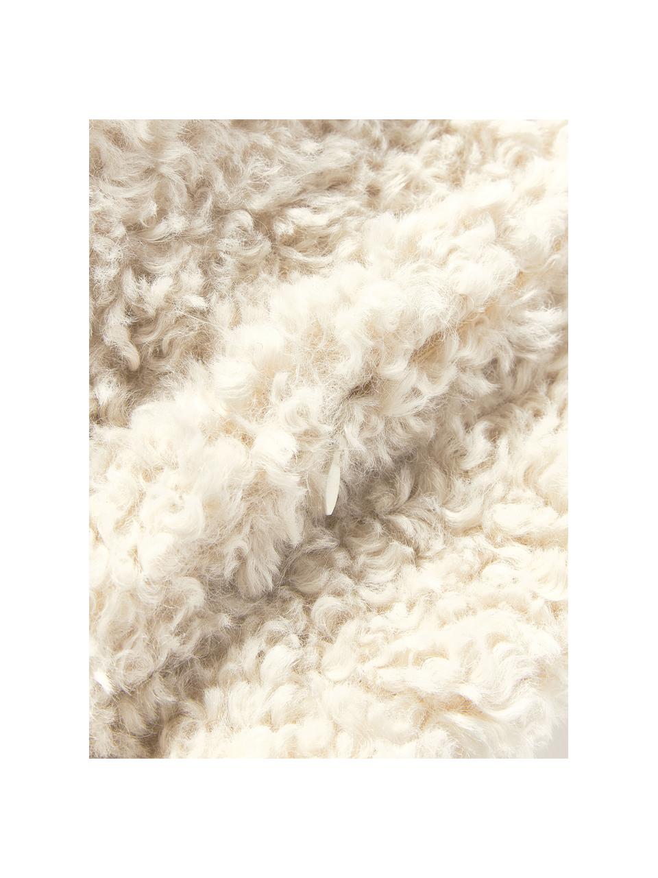 Coussin décoratif long en tissu peluche Dotty, Blanc crème, larg. 30 x long. 115 cm